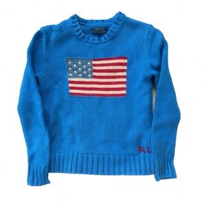 Polo Ralph Lauren Iconic Flag Sweater Blue Kids Size Small 8